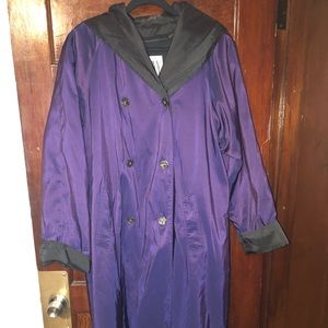 Purple hooded trenchcoat